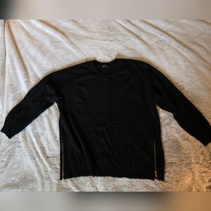 Womens Black Cashmere Sweater with Zipper Accents